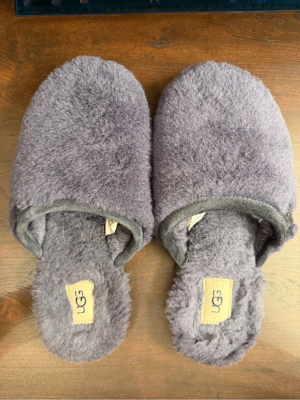 UGG Gray Fuzzy Slide Slippers